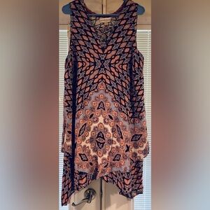 NWOT Knox Rose sleeveless boho print dress. SZ XL